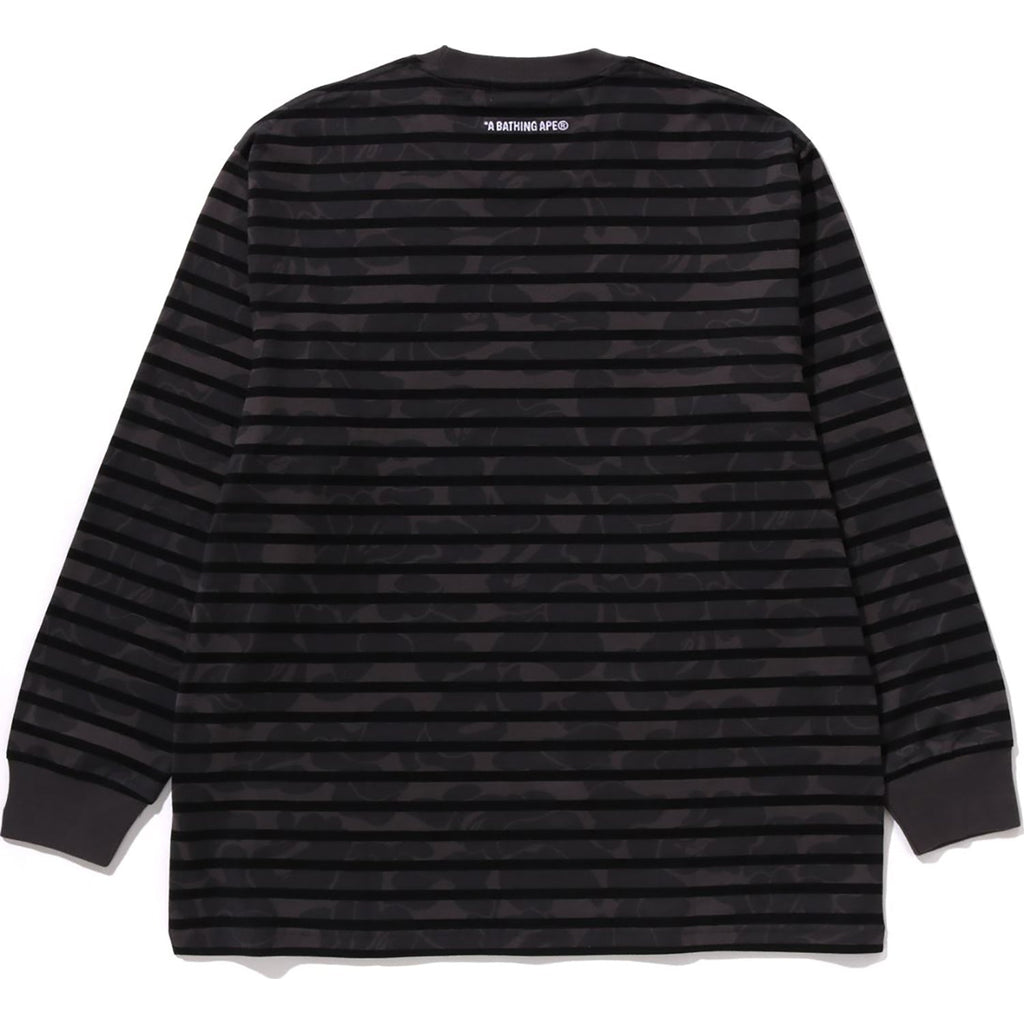 BAPE SOLID CAMO ONE POINT RELAXED FIT STRIPE LS TEE MENS