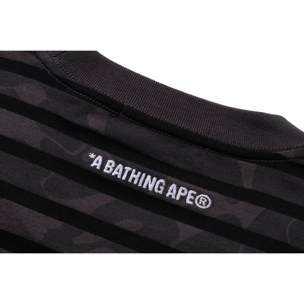 BAPE SOLID CAMO ONE POINT RELAXED FIT STRIPE LS TEE MENS