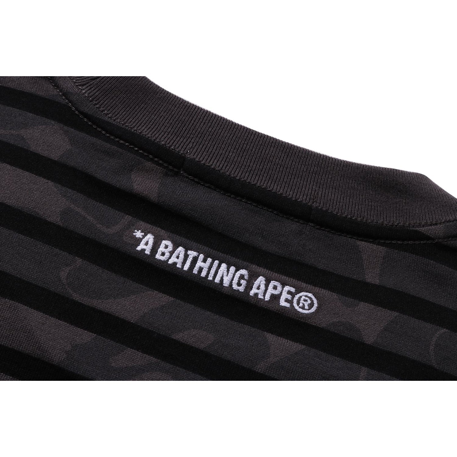 BAPE SOLID CAMO ONE POINT RELAXED FIT STRIPE LS TEE MENS