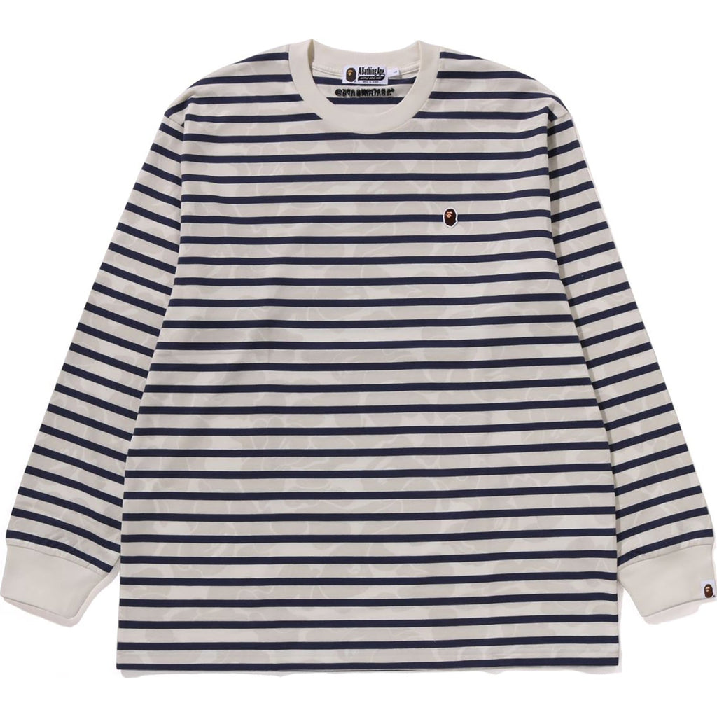 BAPE SOLID CAMO ONE POINT RELAXED FIT STRIPE LS TEE MENS