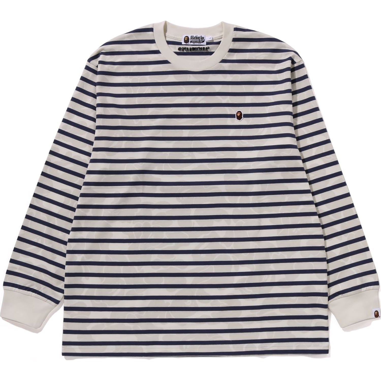 BAPE SOLID CAMO ONE POINT RELAXED FIT STRIPE LS TEE MENS