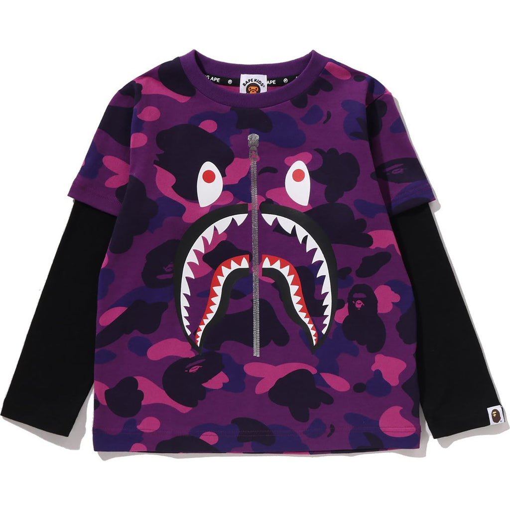 BAPE COLOR CAMO SHARK LAYERED LS TEE KIDS