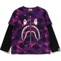 BAPE COLOR CAMO SHARK LAYERED LS TEE KIDS