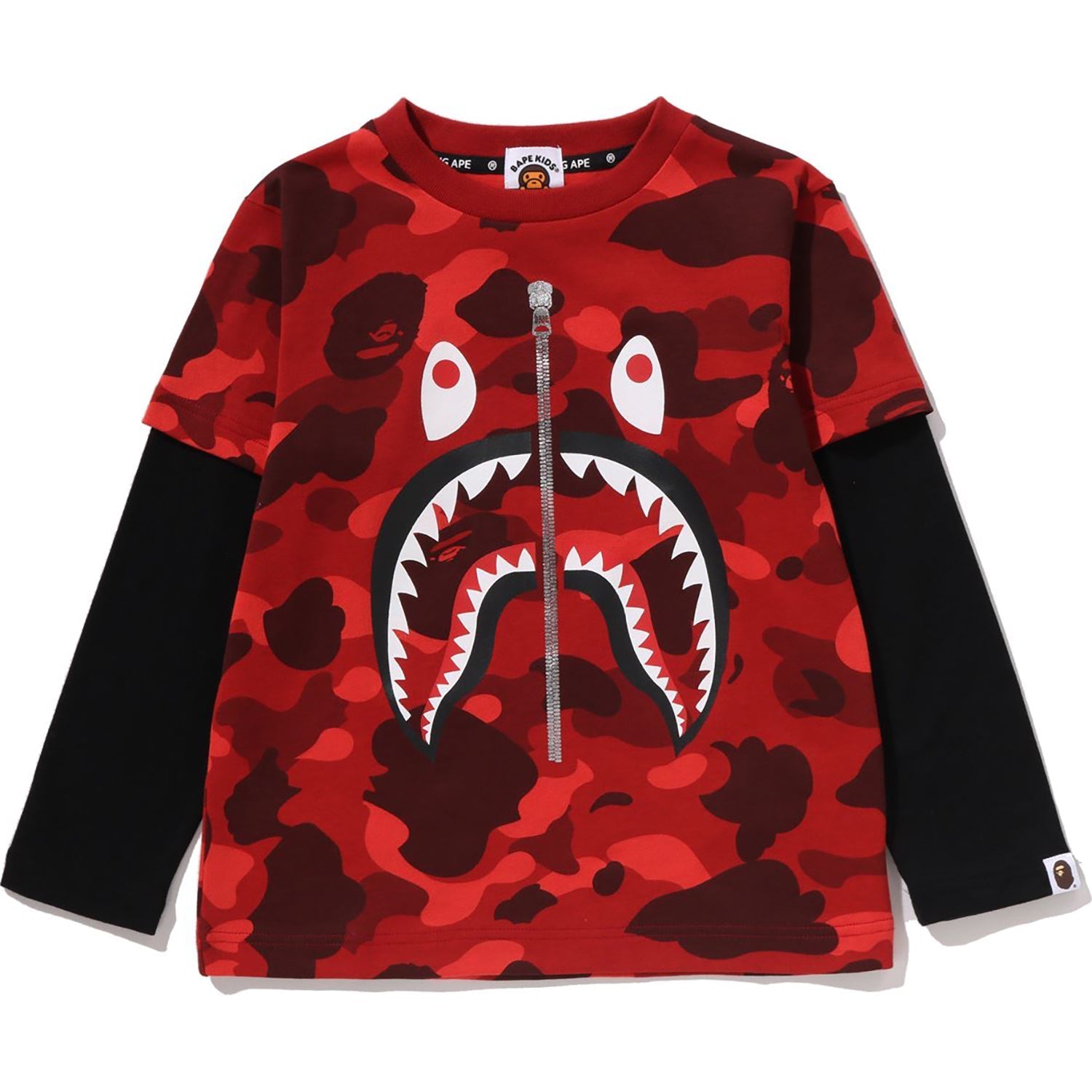 BAPE COLOR CAMO SHARK LAYERED LS TEE KIDS