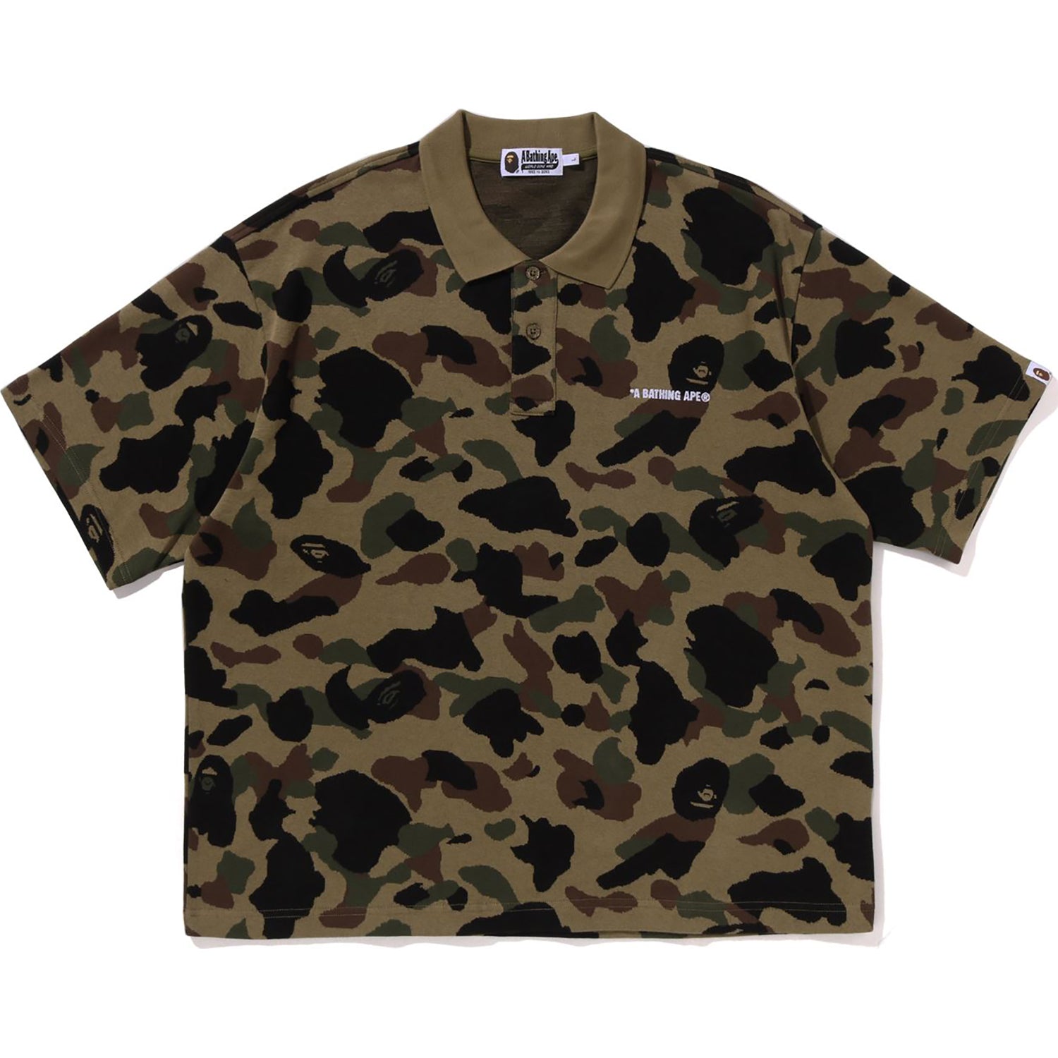 BAPE 1ST CAMO JACQUARD LOGO RELAXED FIT POLO SHIRT MENS