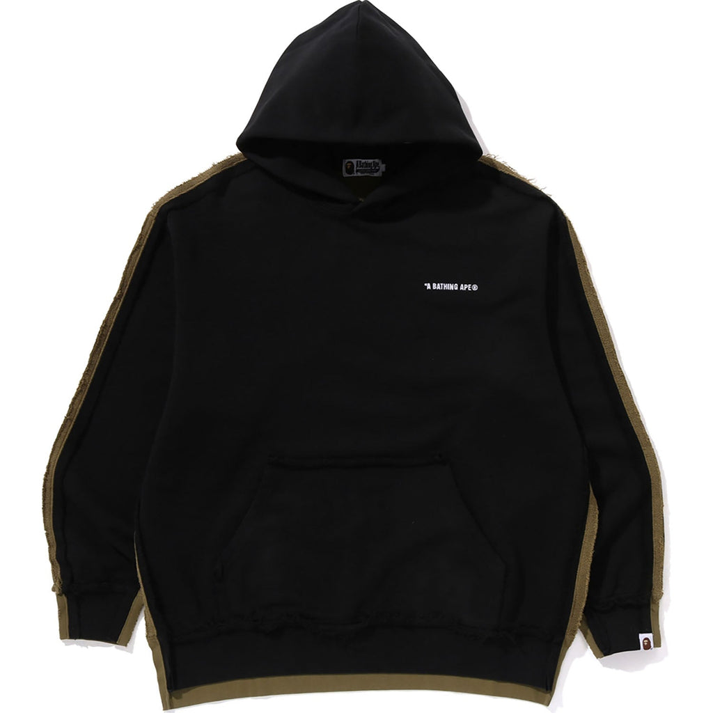 BAPE 1ST CAMO BLOCKING RAW EDGE RELAXED FIT PULLOVER HOODIE MENS