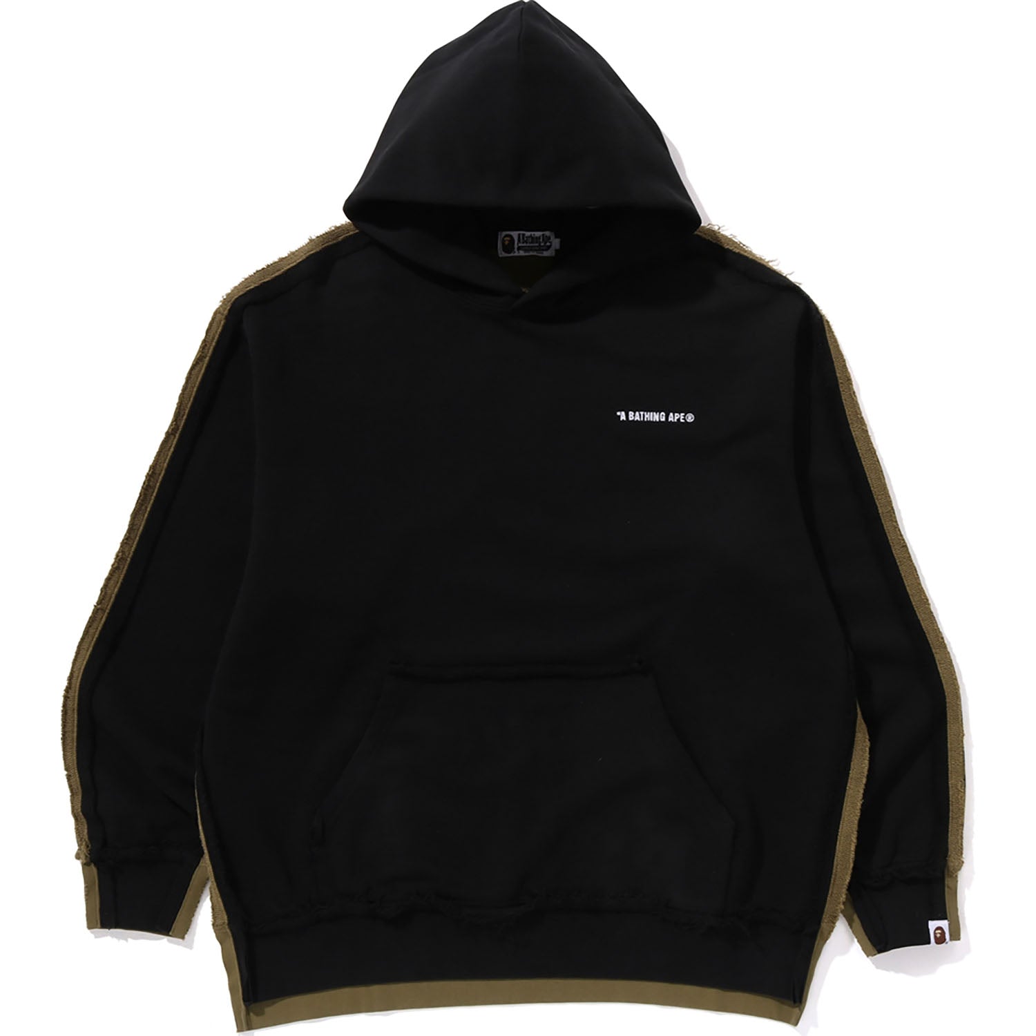 BAPE 1ST CAMO BLOCKING RAW EDGE RELAXED FIT PULLOVER HOODIE MENS
