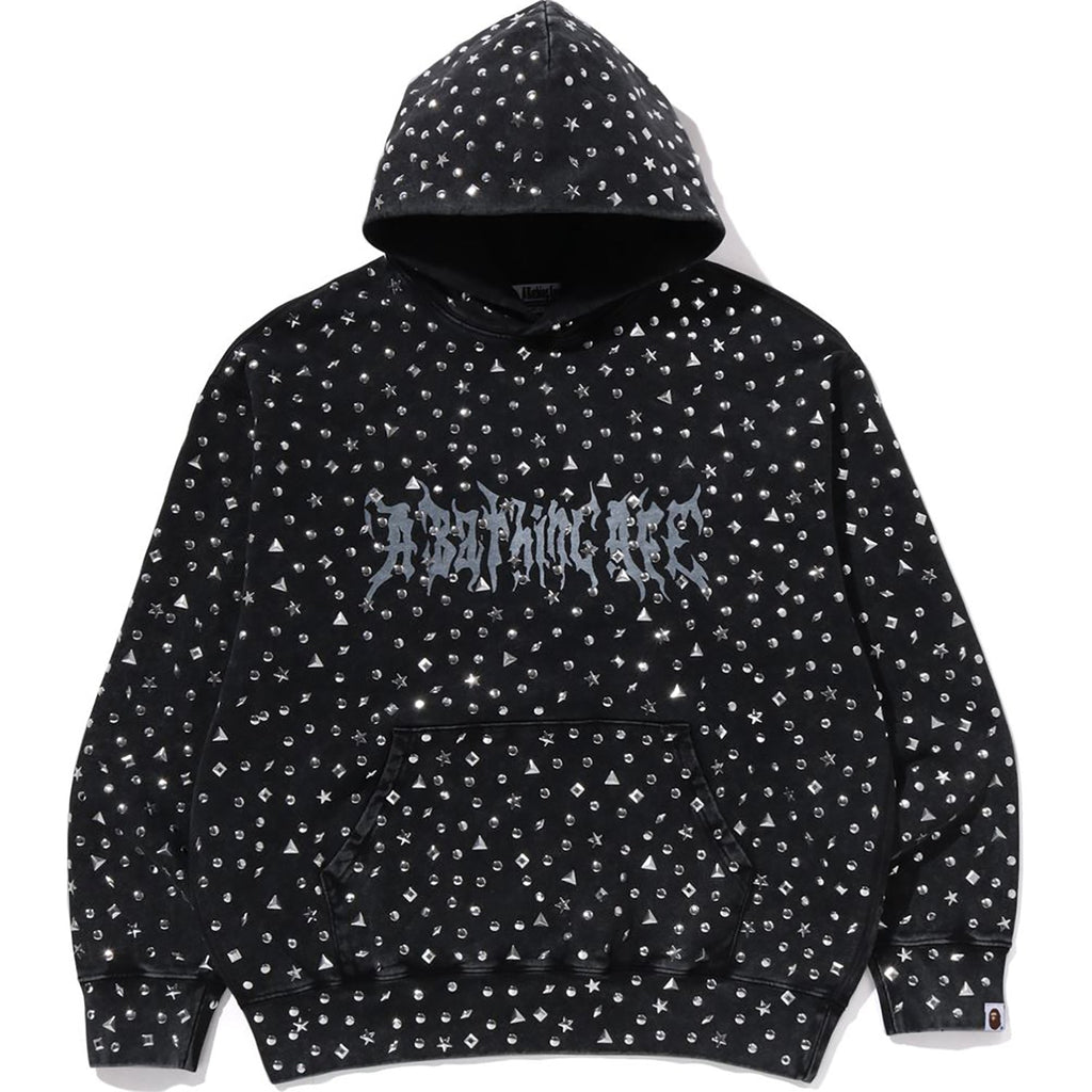 BAPE STUDDED LOGO RELAXED FIT PULLOVER HOODIE MENS