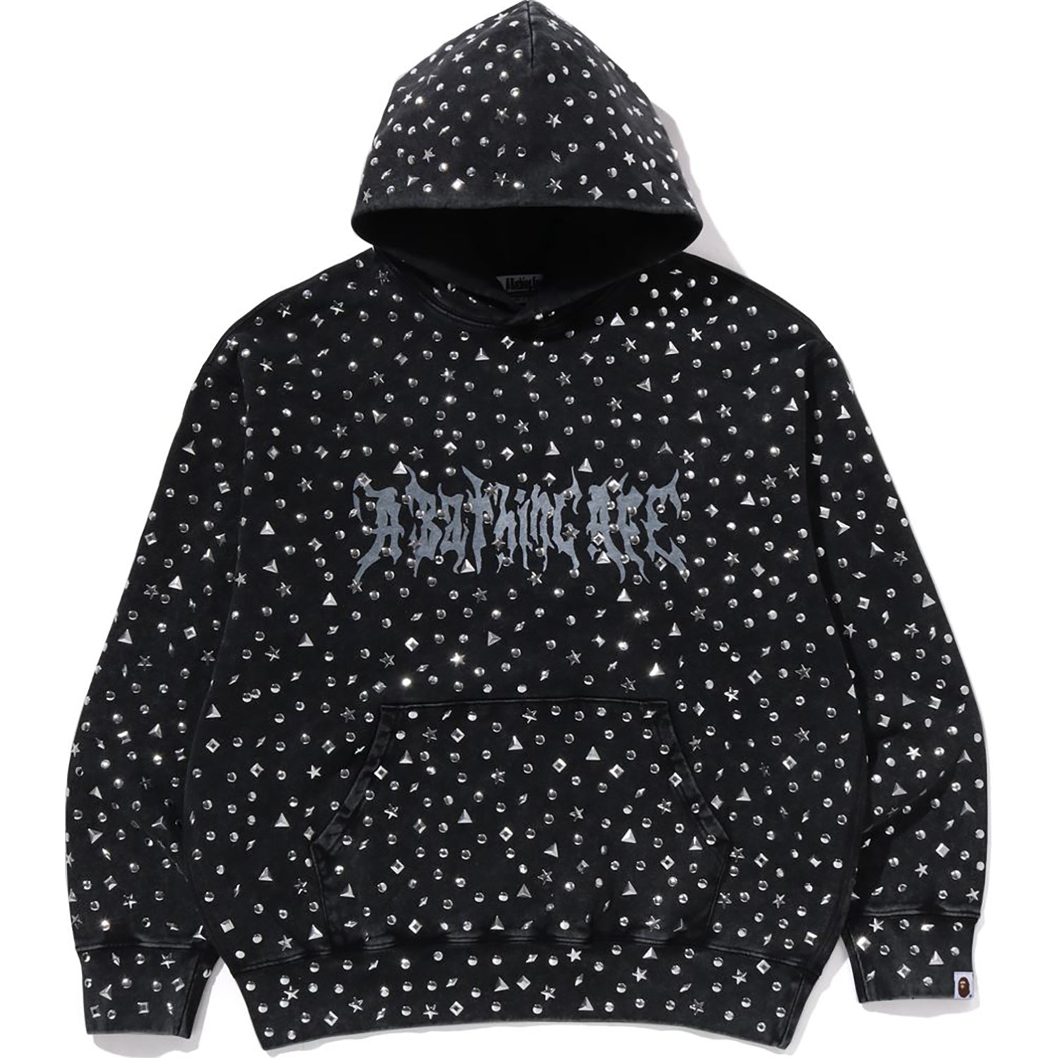 BAPE STUDDED LOGO RELAXED FIT PULLOVER HOODIE MENS