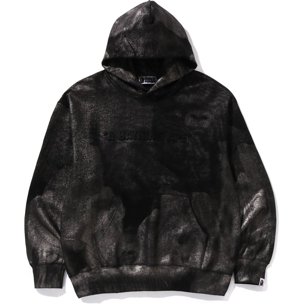 BAPE COATED EMBOSS LOGO RELAXED FIT PULLOVER HOODIE MENS