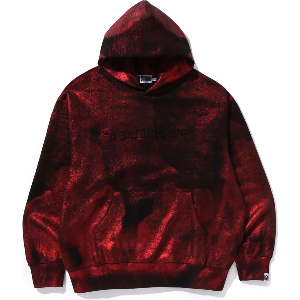 BAPE COATED EMBOSS LOGO RELAXED FIT PULLOVER HOODIE MENS