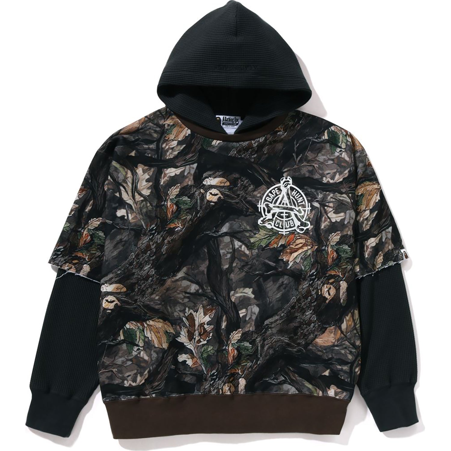 BAPE TREE EDGE CAMO LAYERED PULLOVER HOODIE MENS