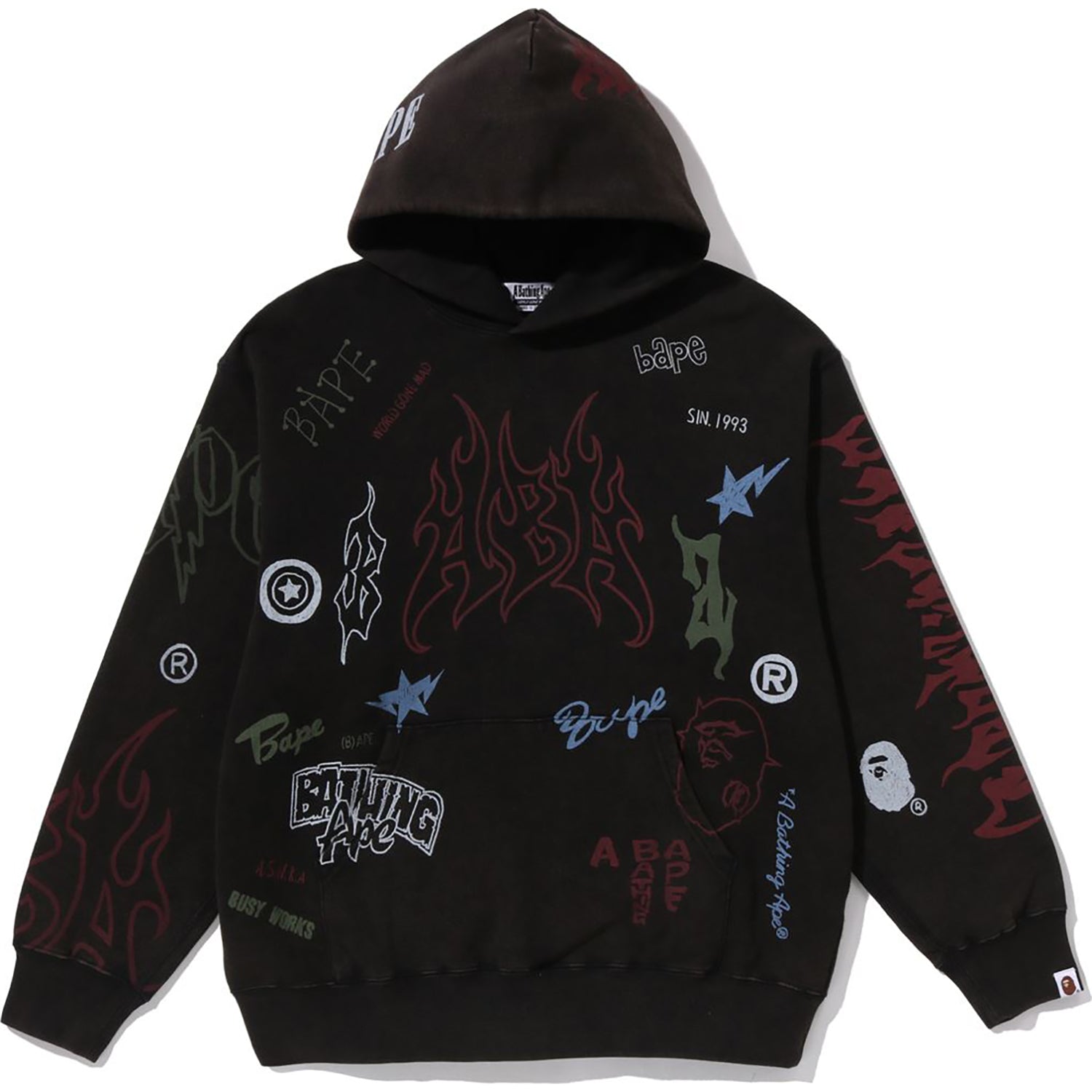 BAPE ALLOVER PRINT RELAXED FIT PULLOVER HOODIE MENS