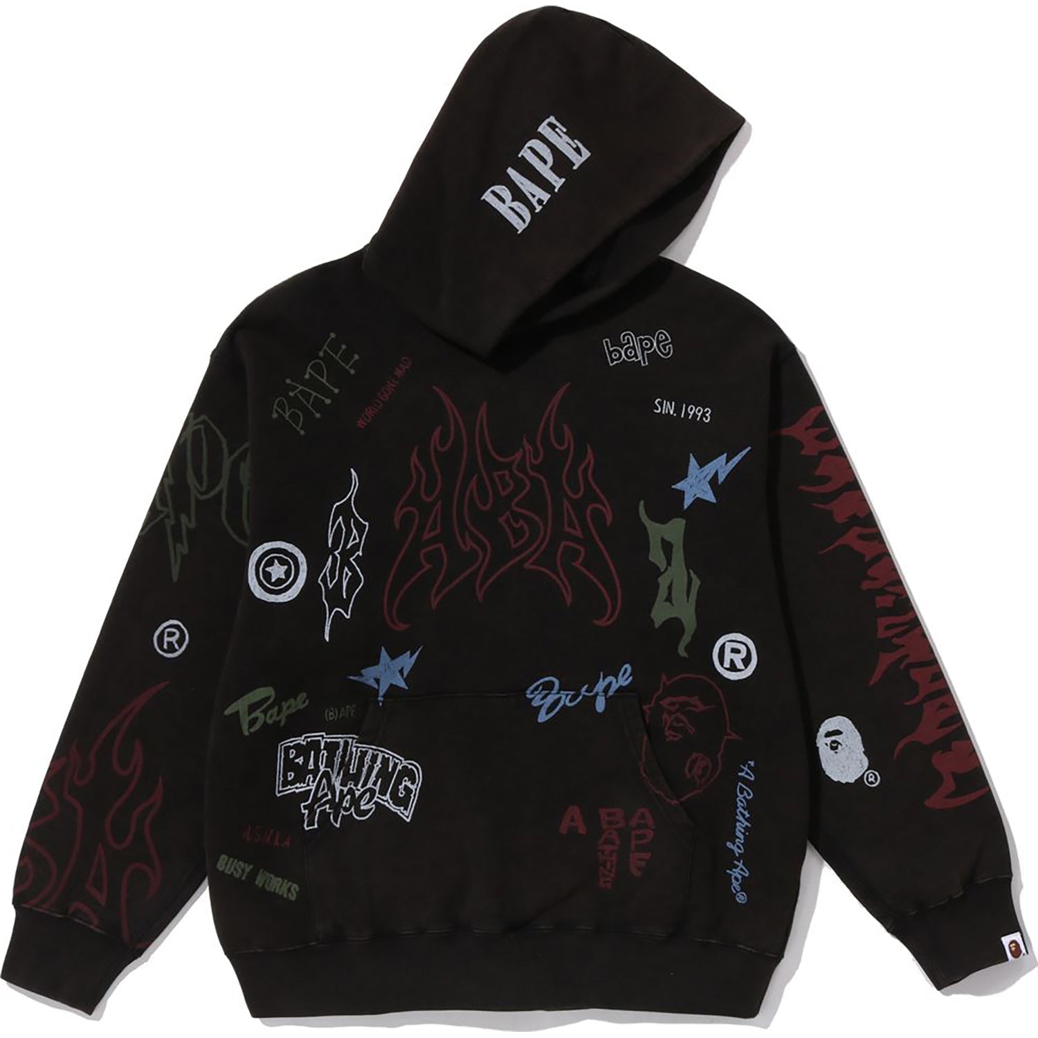 BAPE ALLOVER PRINT RELAXED FIT PULLOVER HOODIE MENS