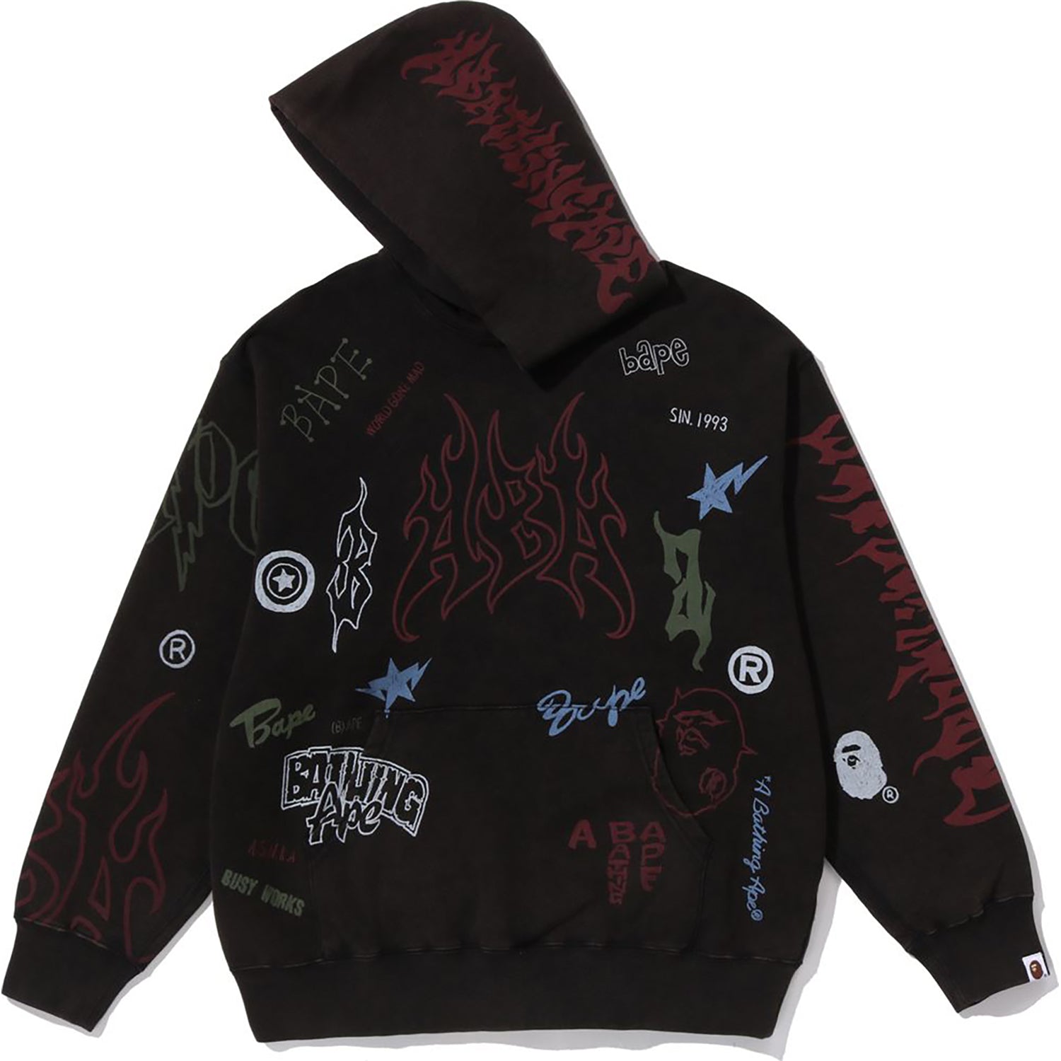 BAPE ALLOVER PRINT RELAXED FIT PULLOVER HOODIE MENS