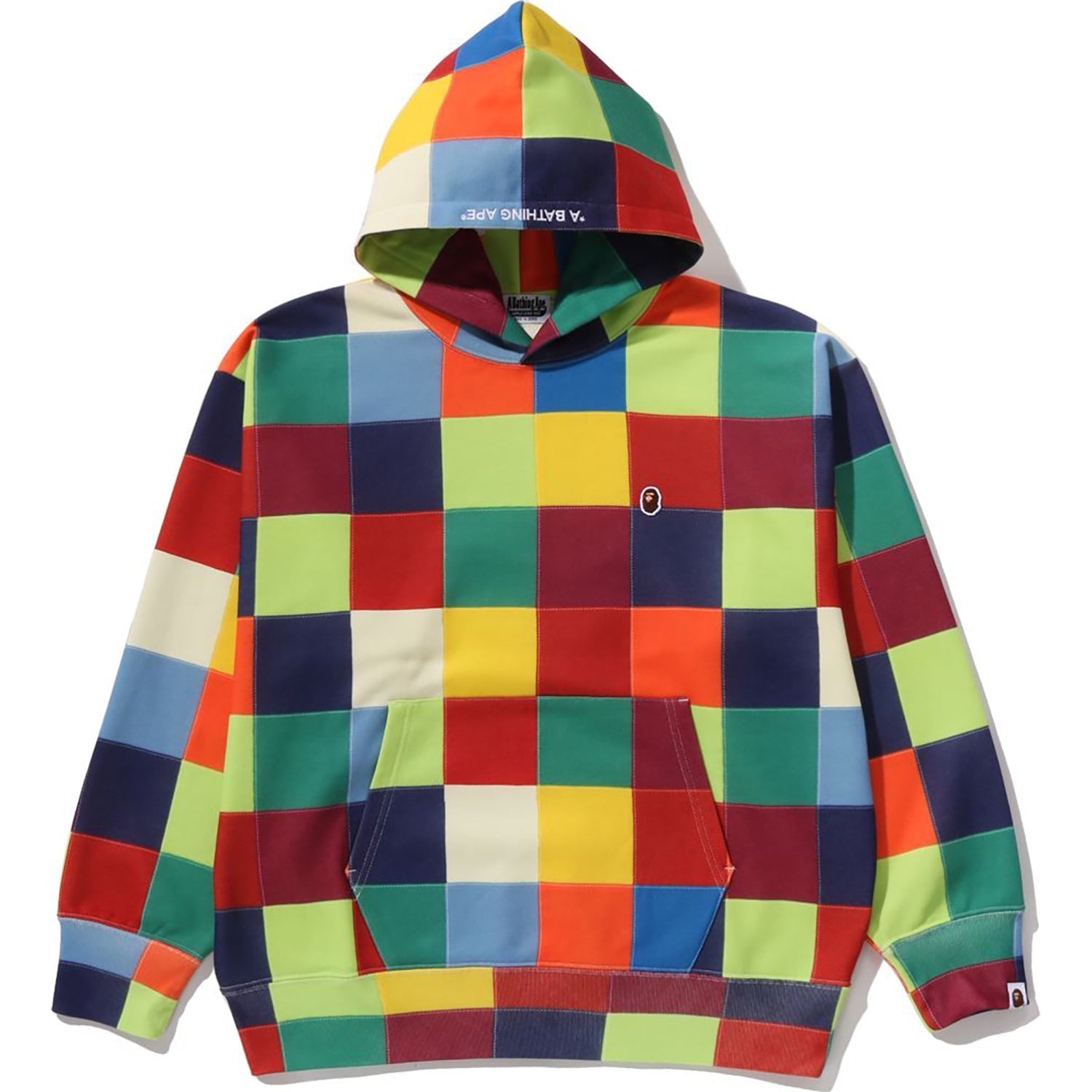 BAPE MULTI COLOR PATCHWORK PULLOVER HOODIE MENS