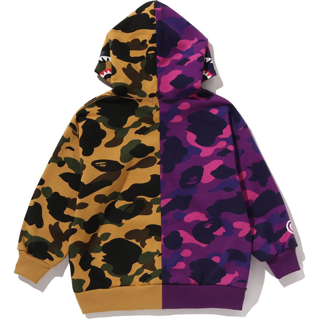 BAPE SPLIT CAMO SHARK RELAXED FIT PULLOVER HOODIE KIDS