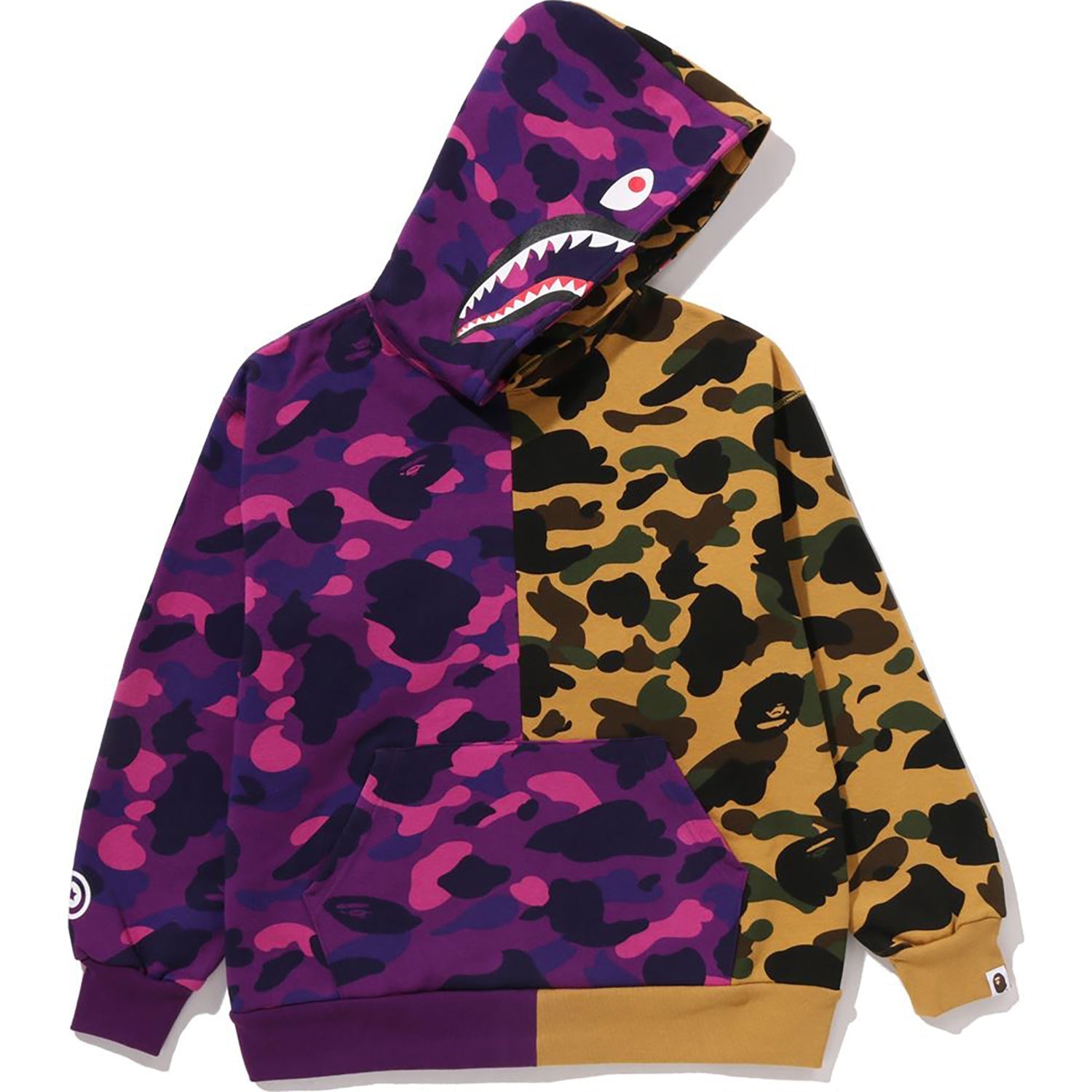 BAPE SPLIT CAMO SHARK RELAXED FIT PULLOVER HOODIE JR KIDS