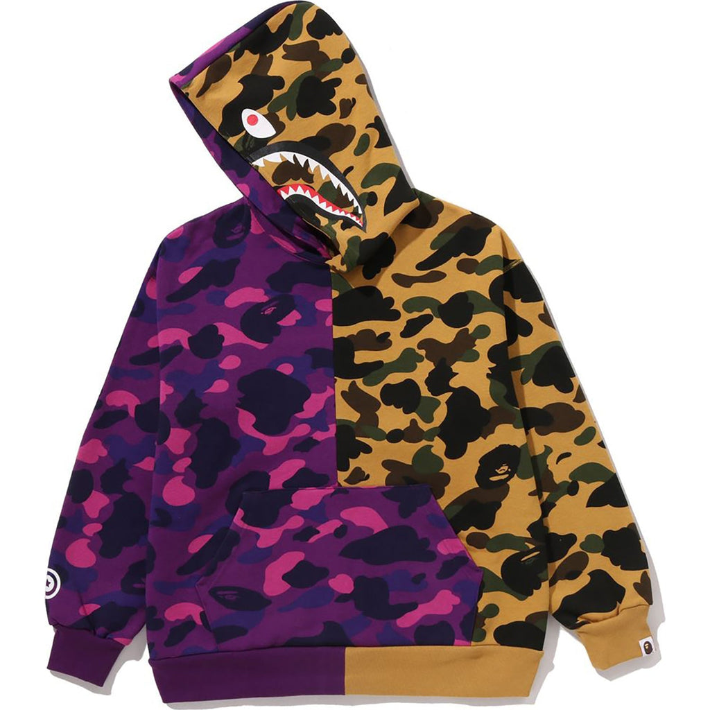 BAPE SPLIT CAMO SHARK RELAXED FIT PULLOVER HOODIE JR KIDS
