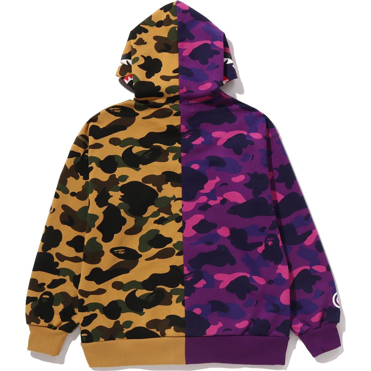 BAPE SPLIT CAMO SHARK RELAXED FIT PULLOVER HOODIE JR KIDS