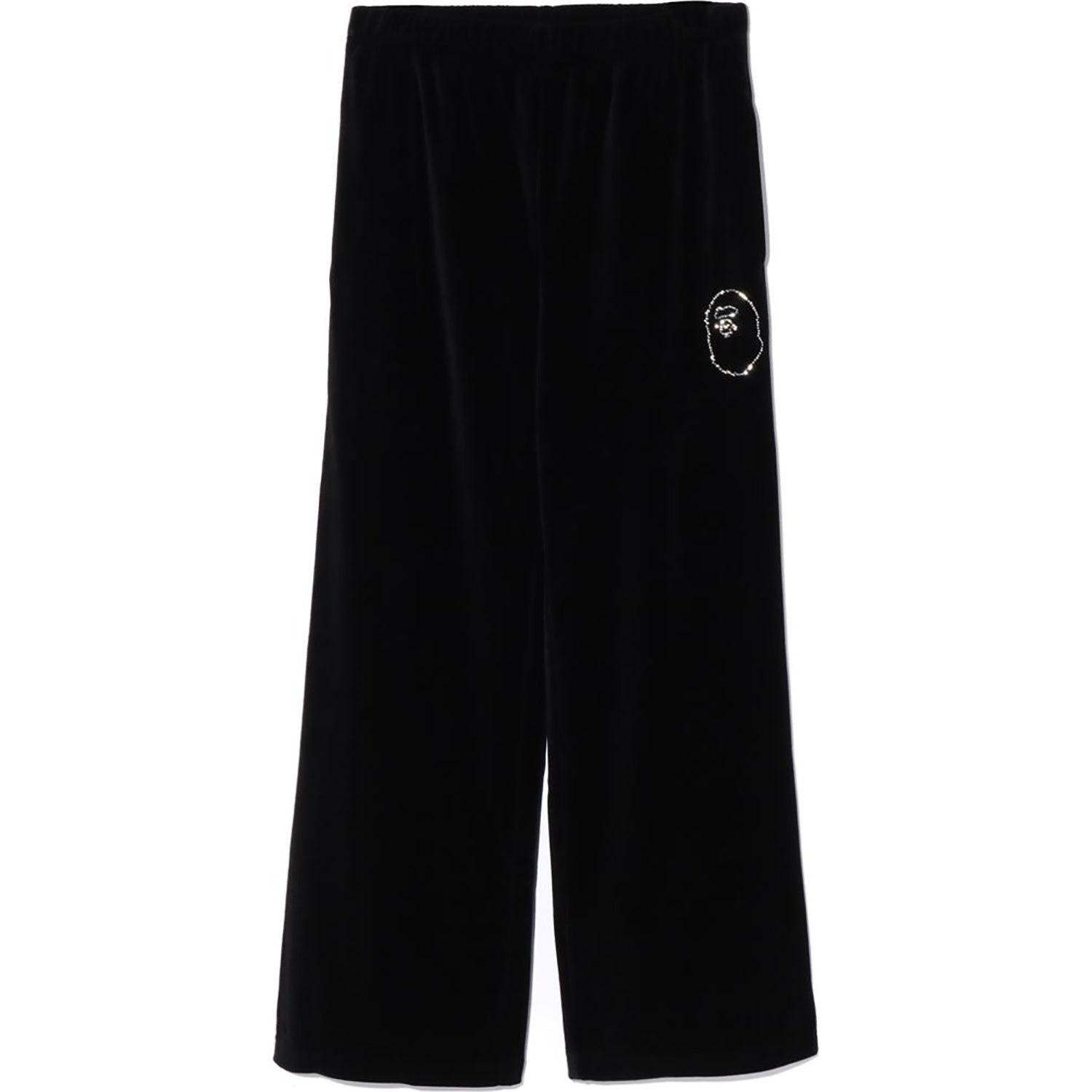 BAPE CRYSTAL STONE APE HEAD VELOUR WIDE PANTS LADIES
