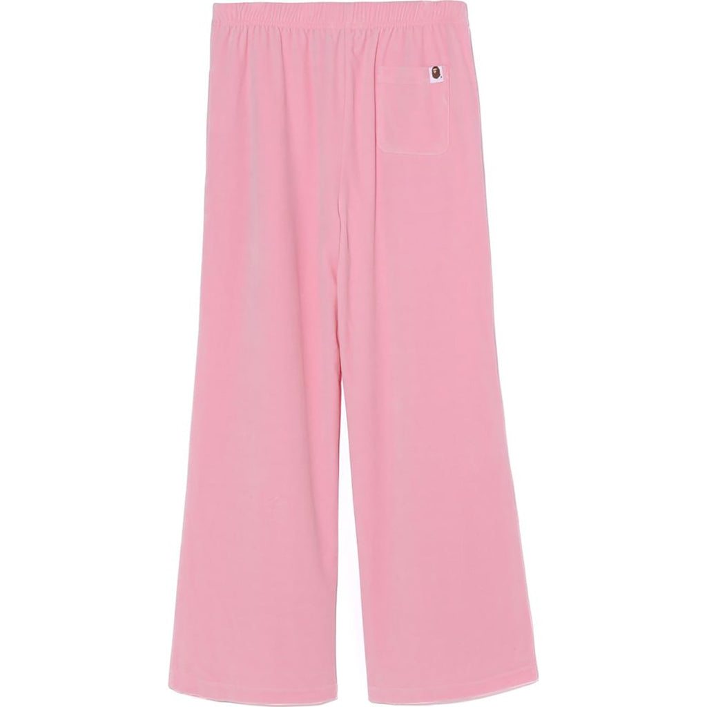 BAPE CRYSTAL STONE APE HEAD VELOUR WIDE PANTS LADIES