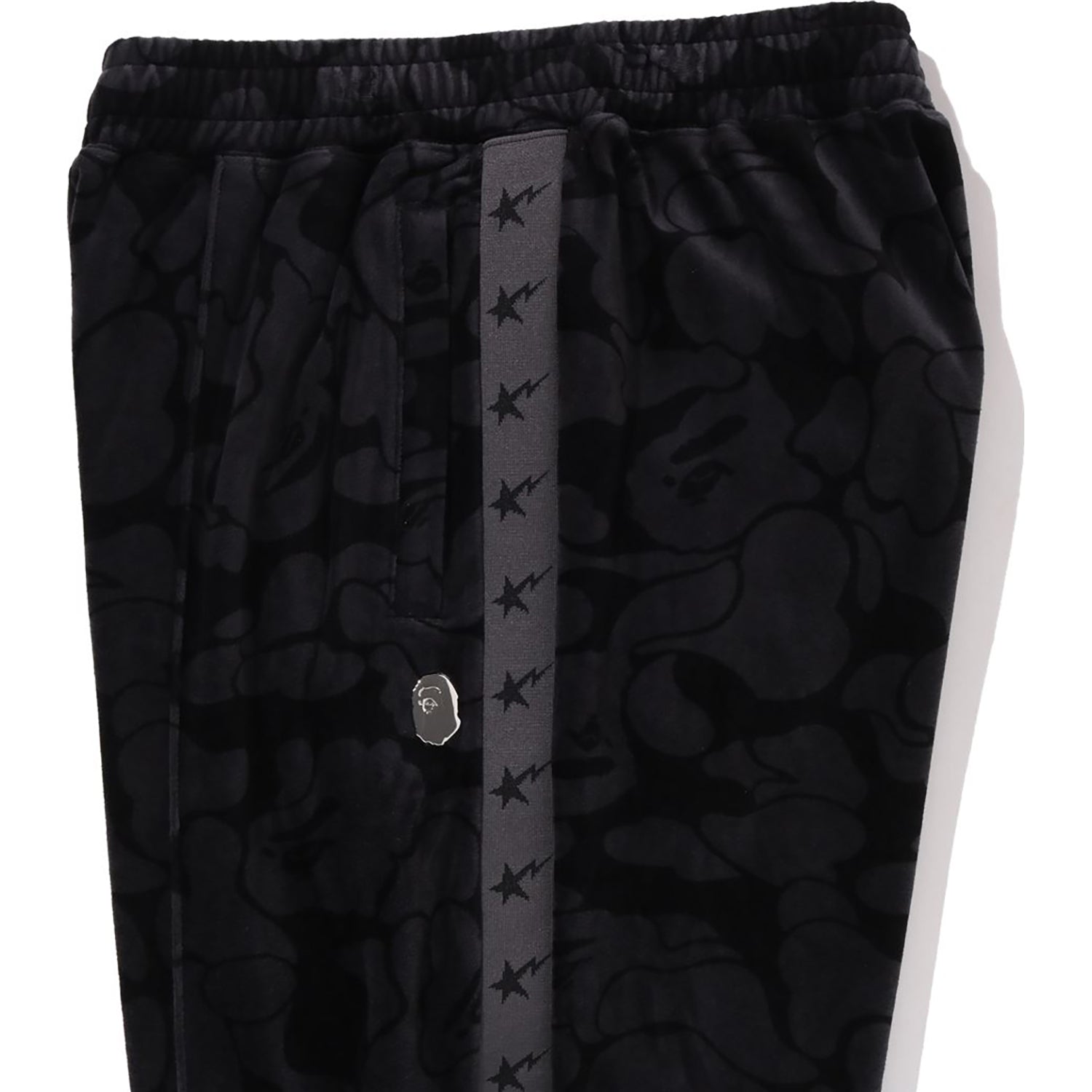 BAPE SOLID CAMO VELOUR METAL ONE POINT RELAXED FIT TRACK PANTS MENS