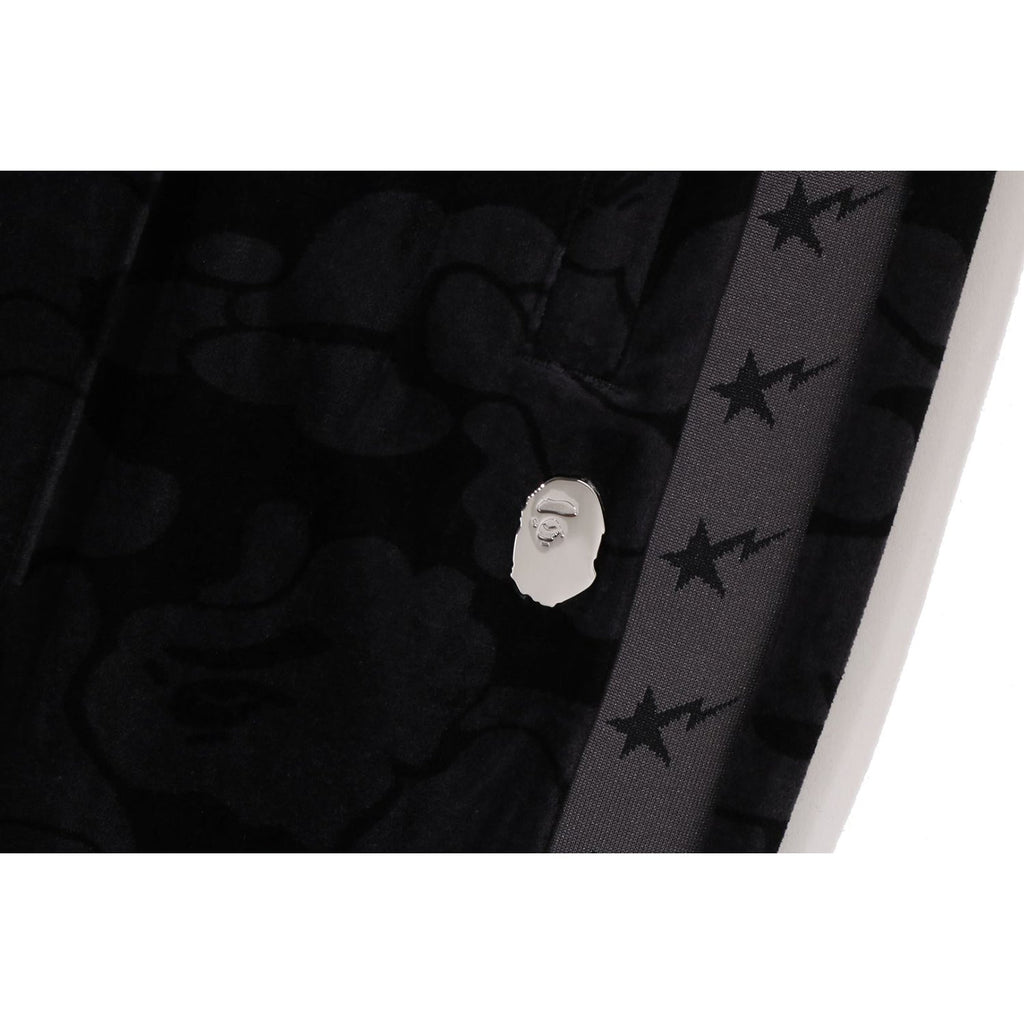 BAPE SOLID CAMO VELOUR METAL ONE POINT RELAXED FIT TRACK PANTS MENS