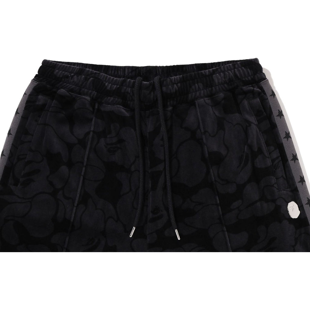 BAPE SOLID CAMO VELOUR METAL ONE POINT RELAXED FIT TRACK PANTS MENS