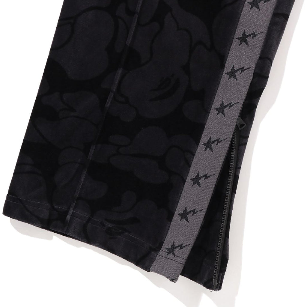 BAPE SOLID CAMO VELOUR METAL ONE POINT RELAXED FIT TRACK PANTS MENS