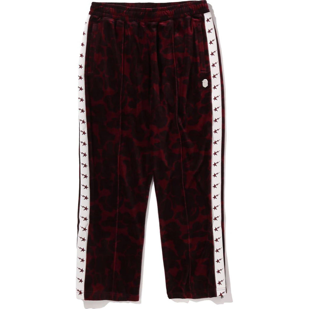 BAPE SOLID CAMO VELOUR METAL ONE POINT RELAXED FIT TRACK PANTS MENS
