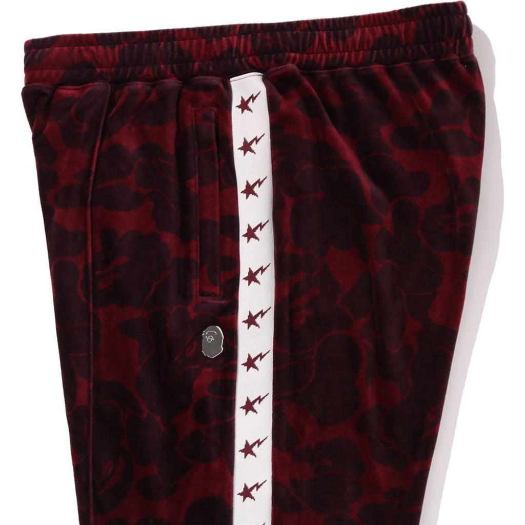 BAPE SOLID CAMO VELOUR METAL ONE POINT RELAXED FIT TRACK PANTS MENS