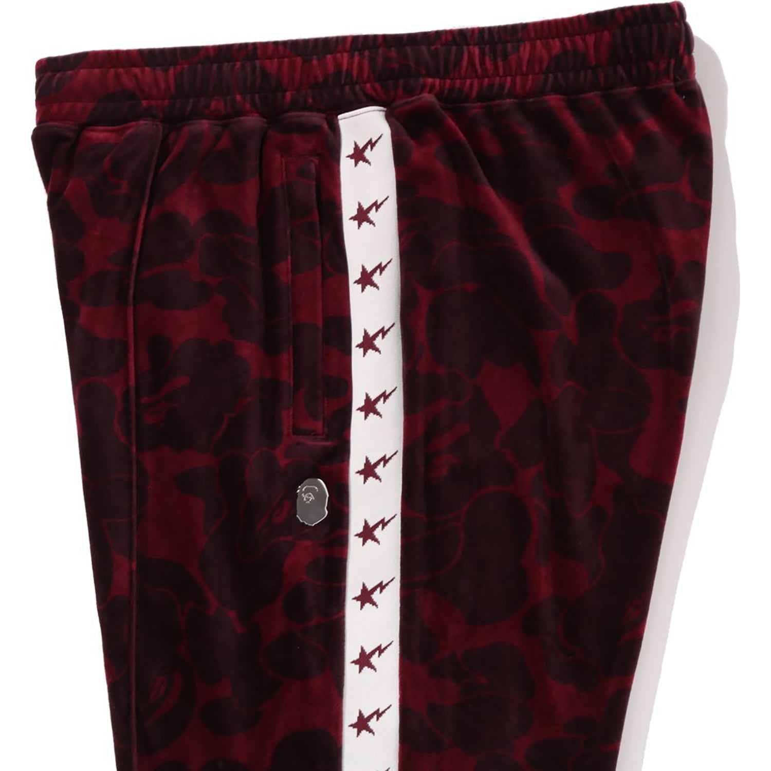 BAPE SOLID CAMO VELOUR METAL ONE POINT RELAXED FIT TRACK PANTS MENS
