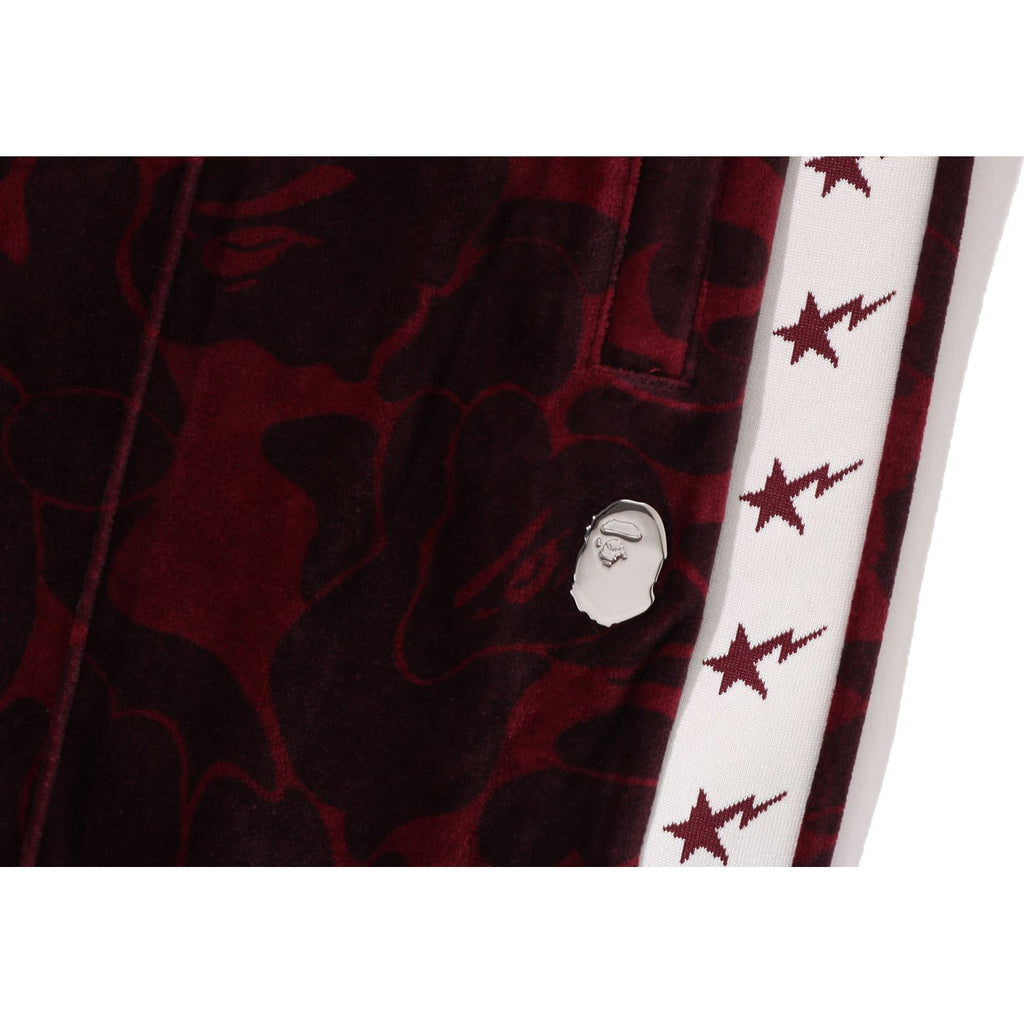 BAPE SOLID CAMO VELOUR METAL ONE POINT RELAXED FIT TRACK PANTS MENS