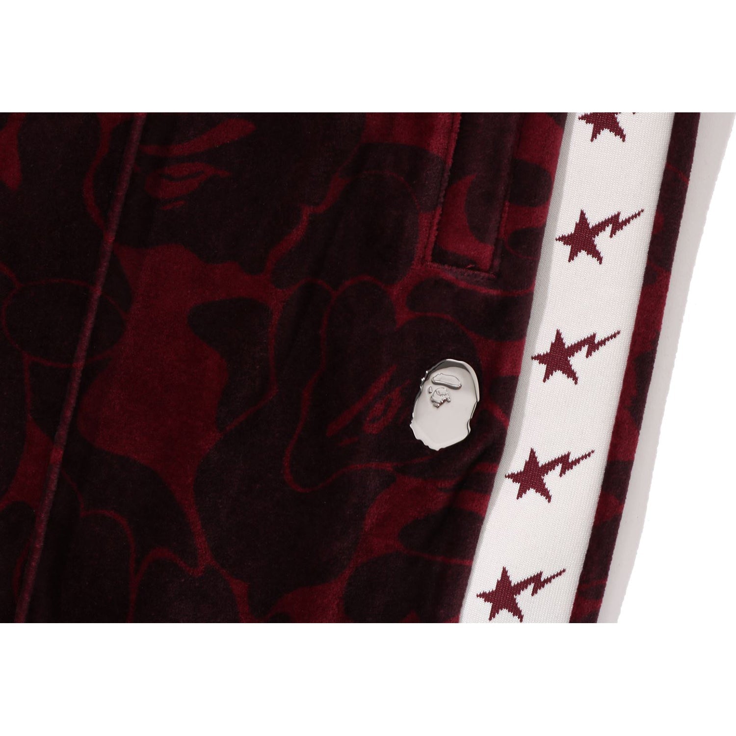 BAPE SOLID CAMO VELOUR METAL ONE POINT RELAXED FIT TRACK PANTS MENS