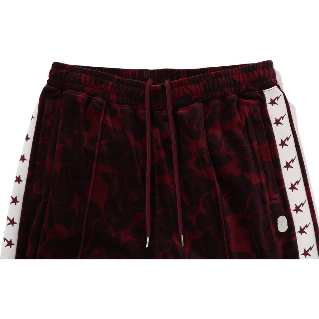 BAPE SOLID CAMO VELOUR METAL ONE POINT RELAXED FIT TRACK PANTS MENS
