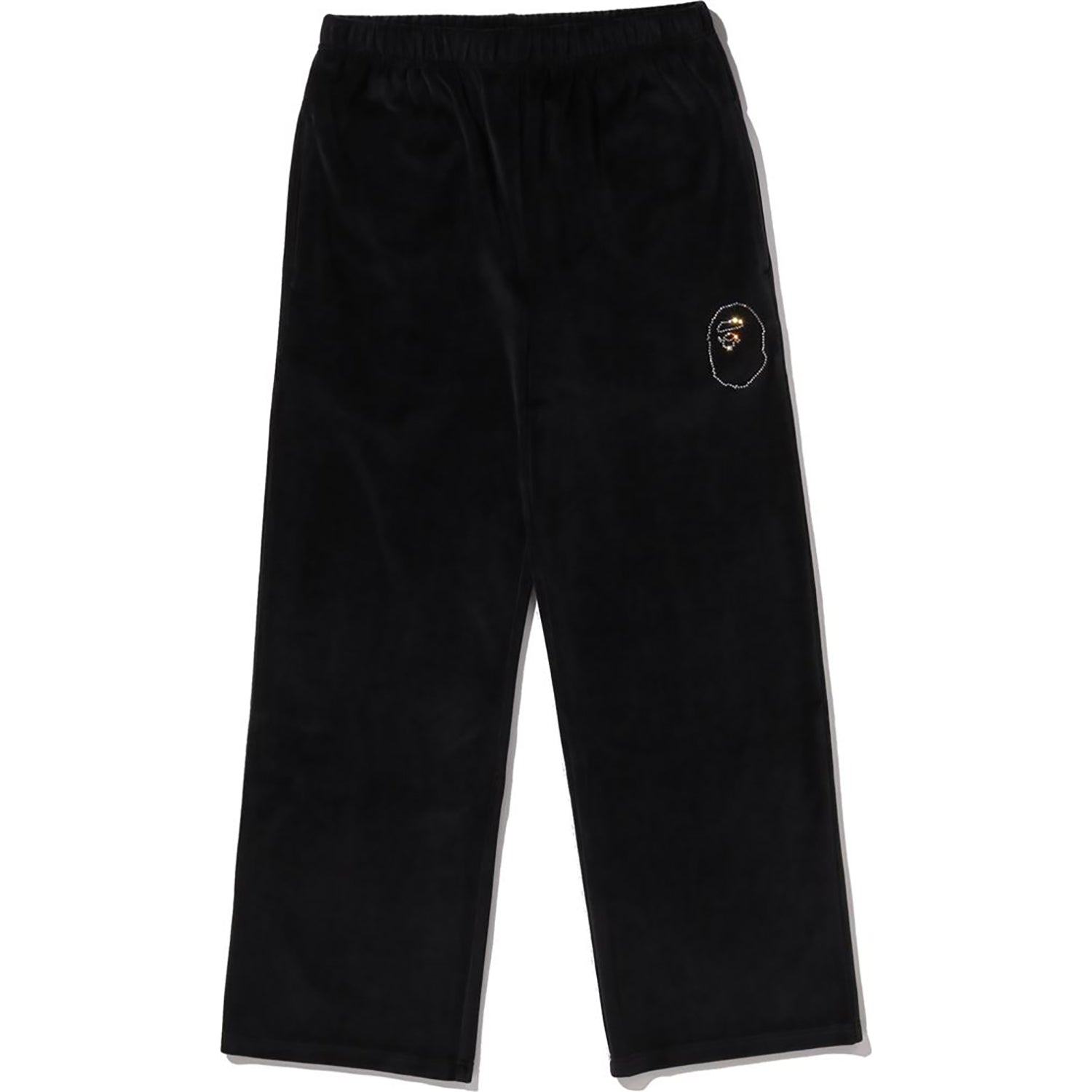 BAPE CRYSTAL STONE APE HEAD VELOUR WIDE PANTS LADIES