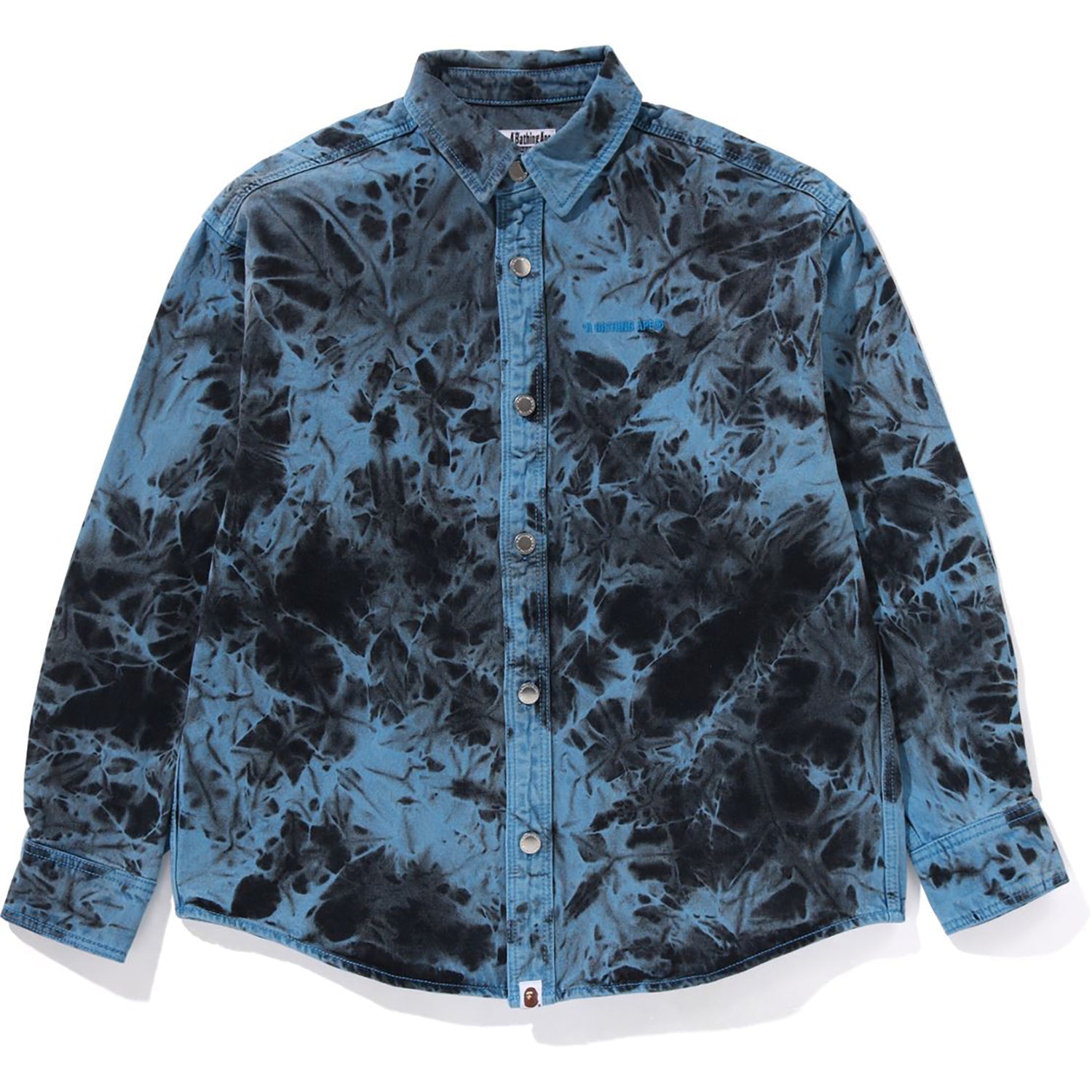 BAPE DESTROYED BLEACH BATHING APE LOGO LS SHIRT MENS
