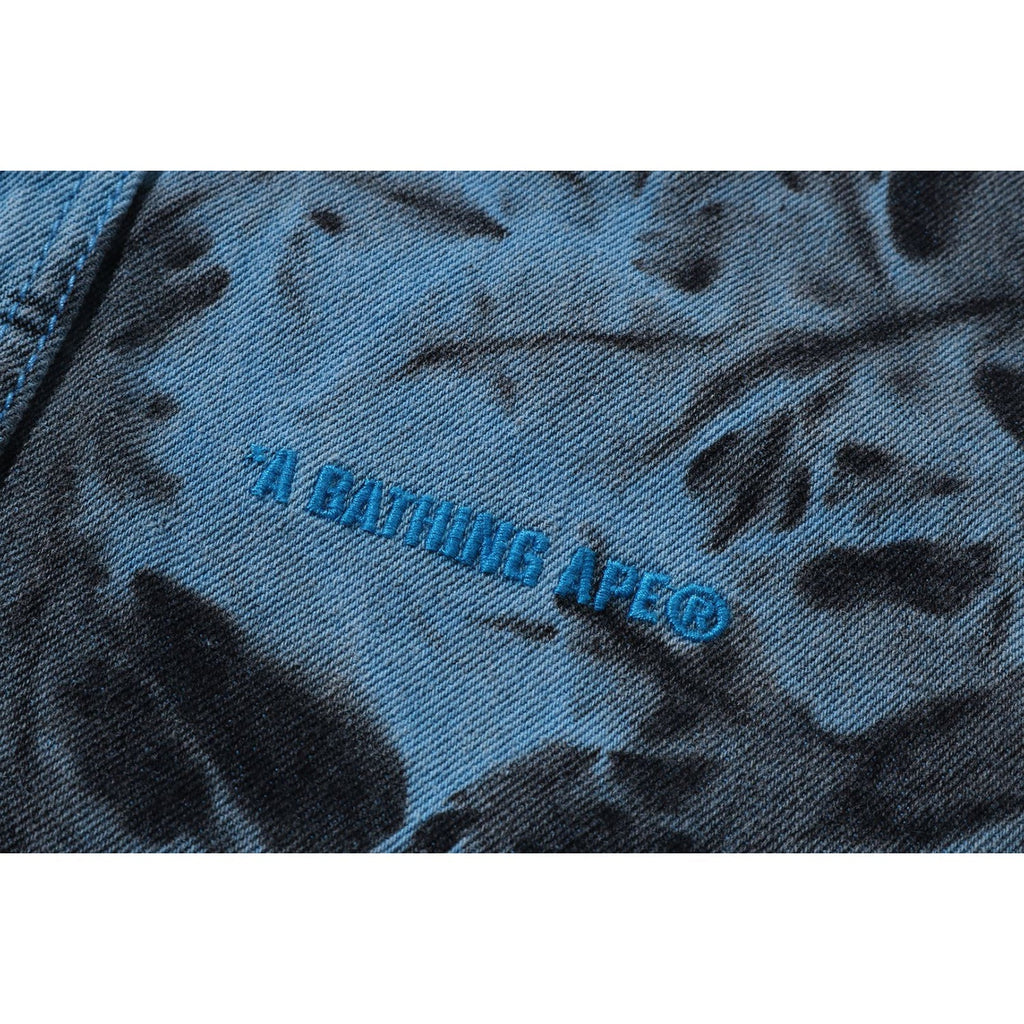 BAPE DESTROYED BLEACH BATHING APE LOGO LS SHIRT MENS