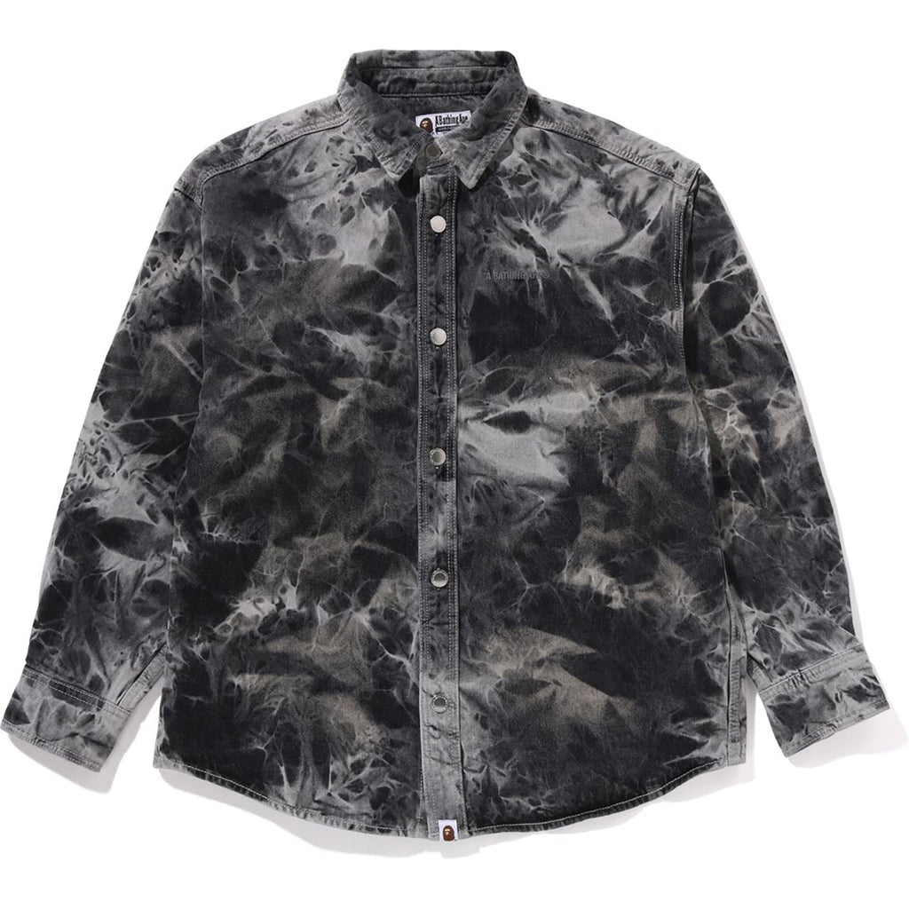 BAPE DESTROYED BLEACH BATHING APE LOGO LS SHIRT MENS