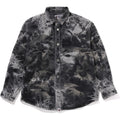 BAPE DESTROYED BLEACH BATHING APE LOGO LS SHIRT MENS
