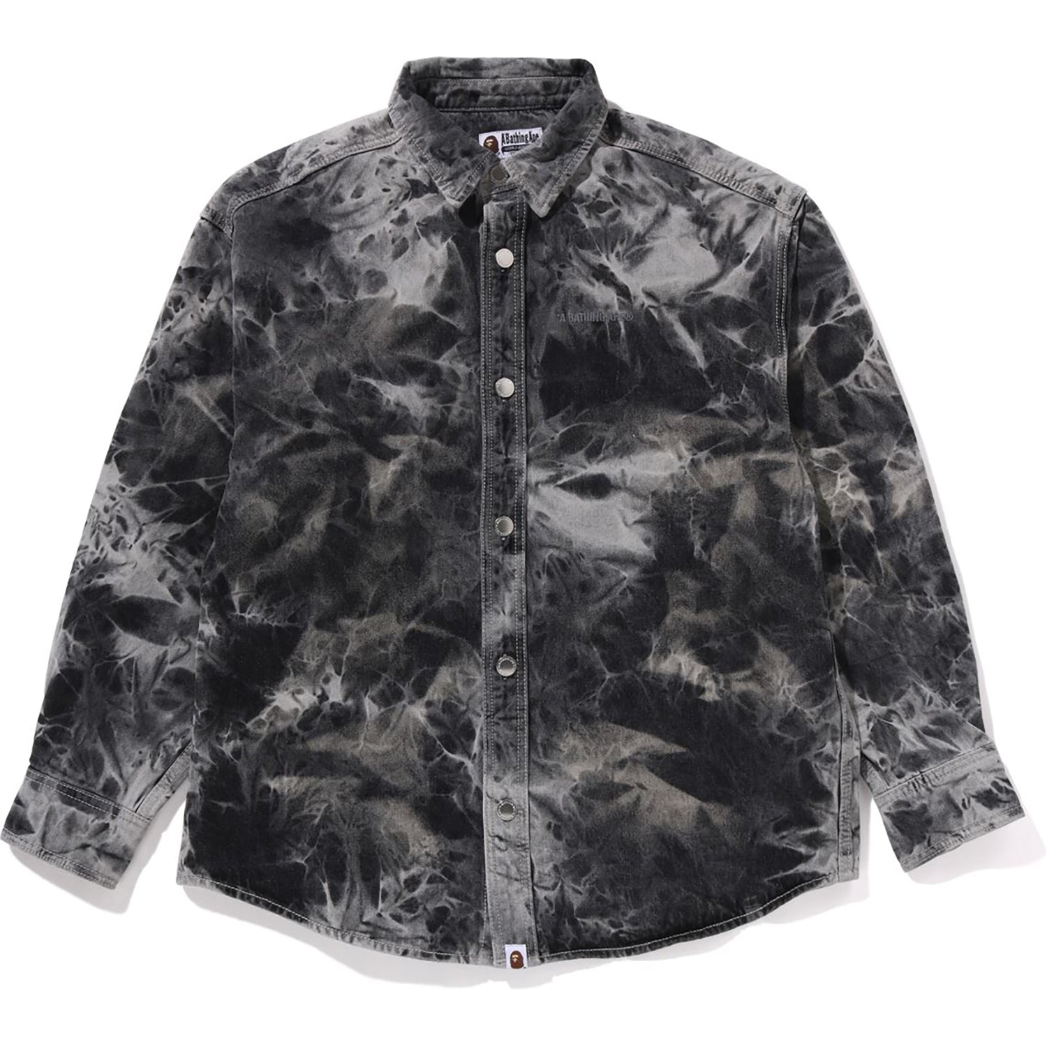 BAPE DESTROYED BLEACH BATHING APE LOGO LS SHIRT MENS