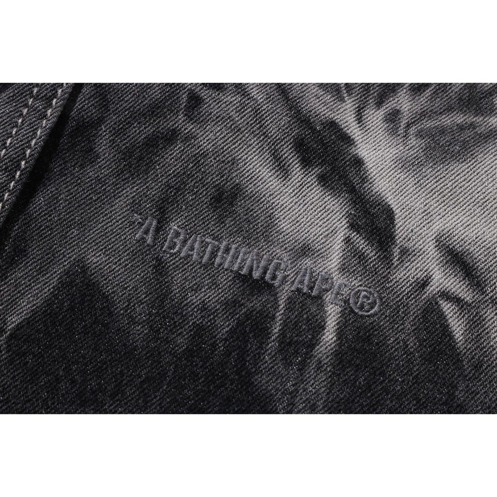 BAPE DESTROYED BLEACH BATHING APE LOGO LS SHIRT MENS