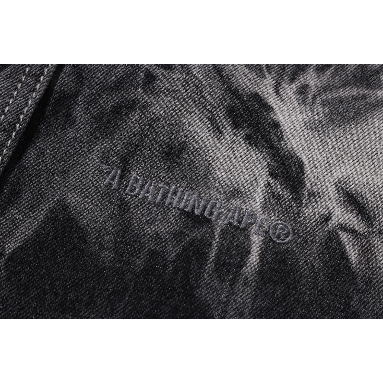 BAPE DESTROYED BLEACH BATHING APE LOGO LS SHIRT MENS