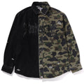 BAPE 1ST CAMO BLOCKING DESTORYED HEAVY WASH LOGO LS SHIRT MENS