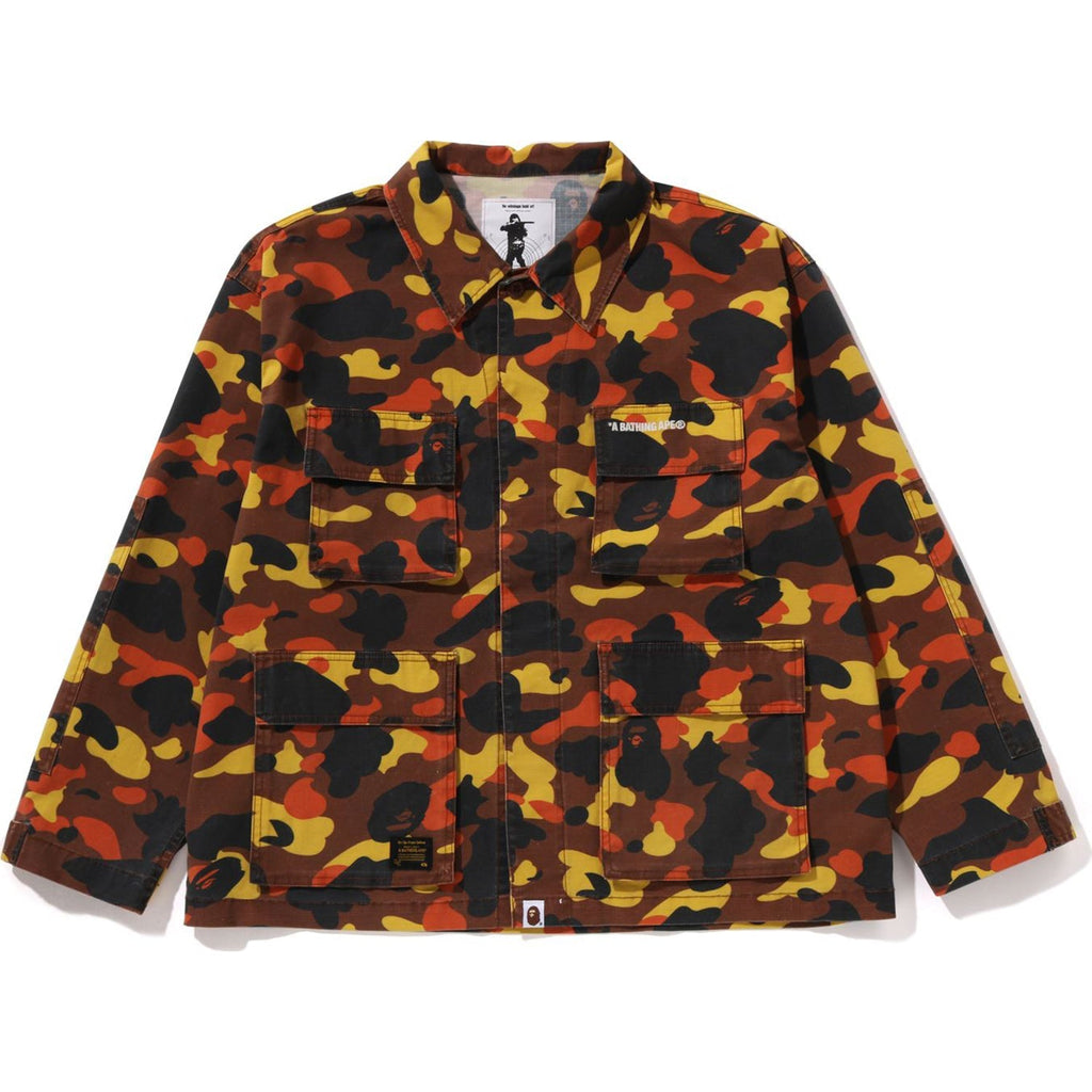 BAPE 1ST CAMO HEAVY WASHED MULTI POCKET CARGO LS SHIRT MENS