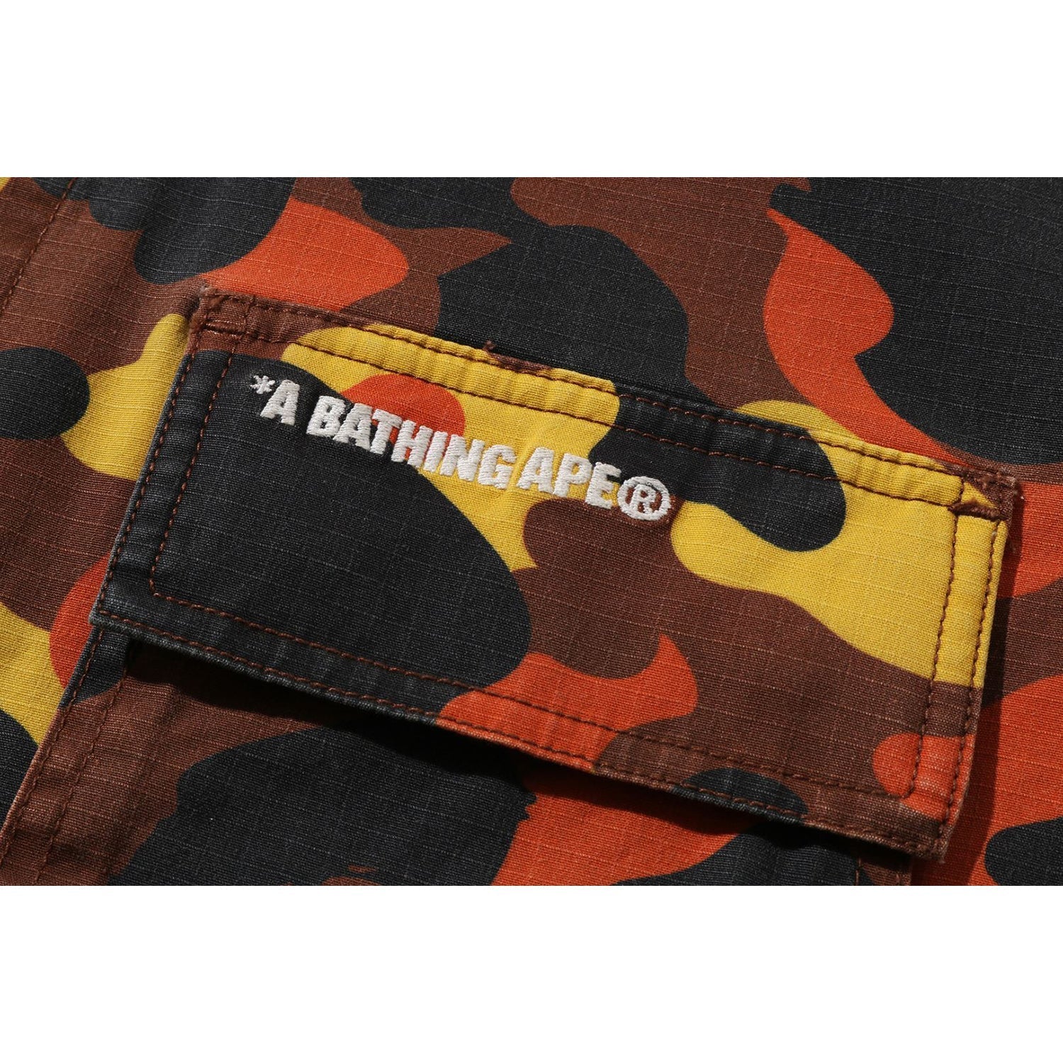 BAPE 1ST CAMO HEAVY WASHED MULTI POCKET CARGO LS SHIRT MENS