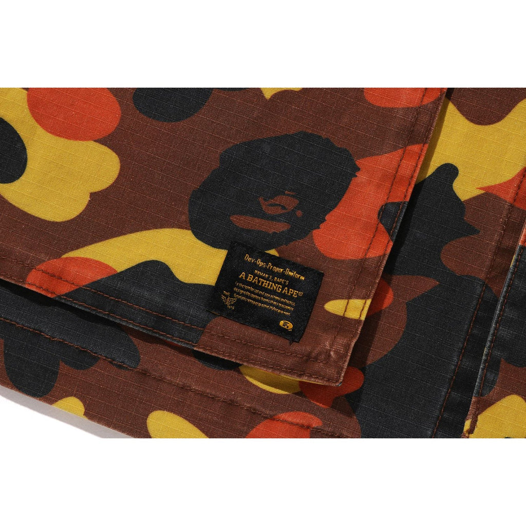 BAPE 1ST CAMO HEAVY WASHED MULTI POCKET CARGO LS SHIRT MENS