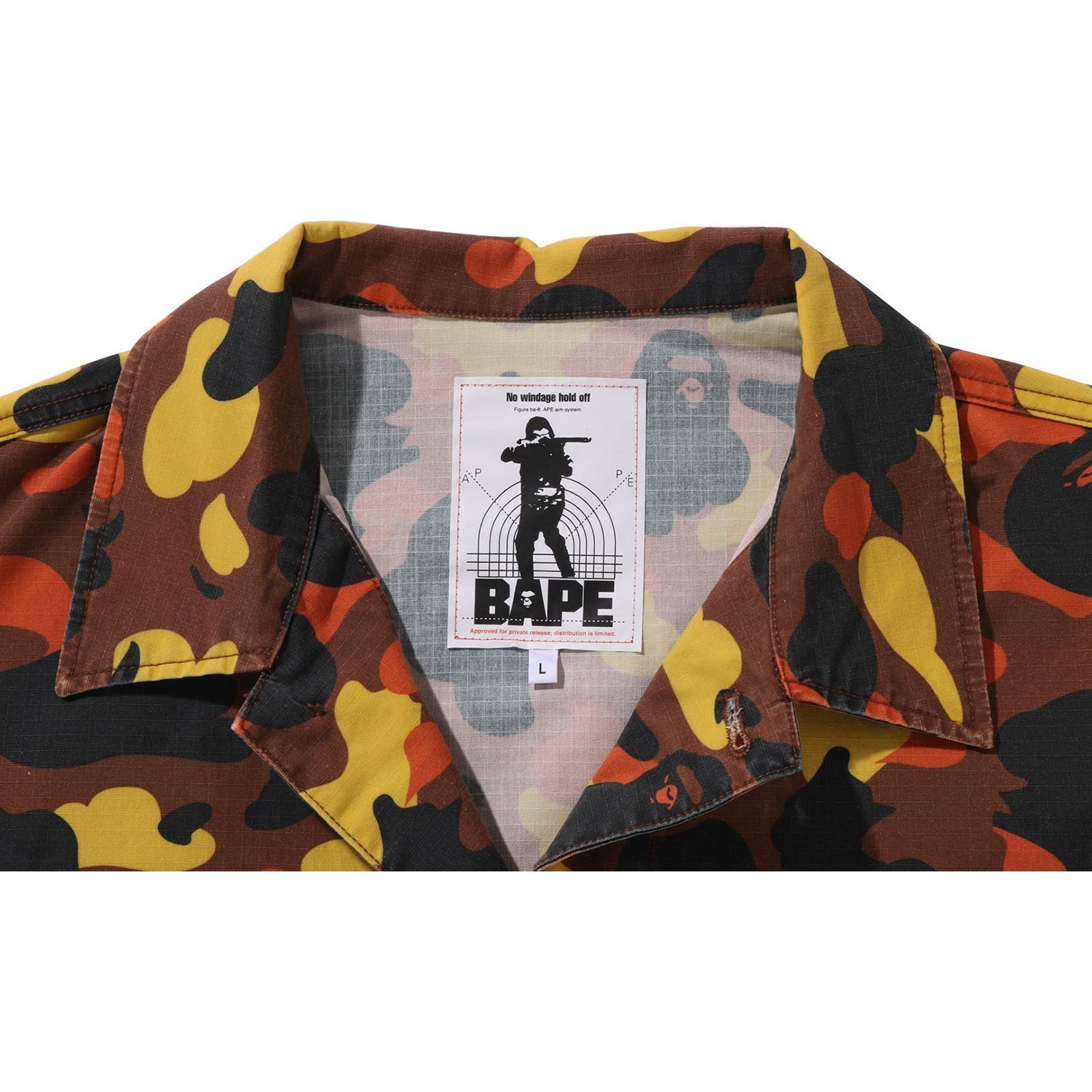 BAPE 1ST CAMO HEAVY WASHED MULTI POCKET CARGO LS SHIRT MENS