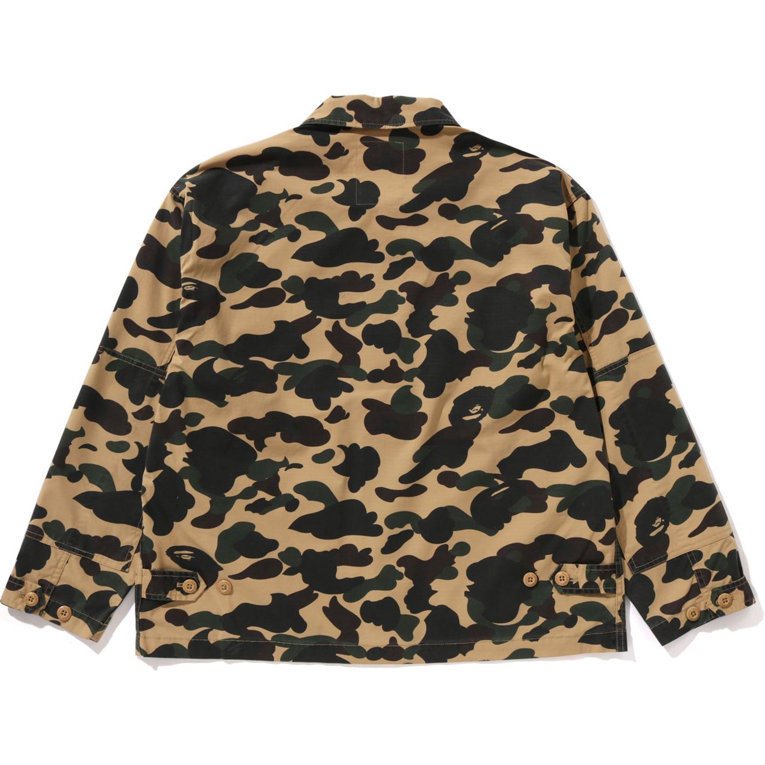 BAPE 1ST CAMO HEAVY WASHED MULTI POCKET CARGO LS SHIRT MENS